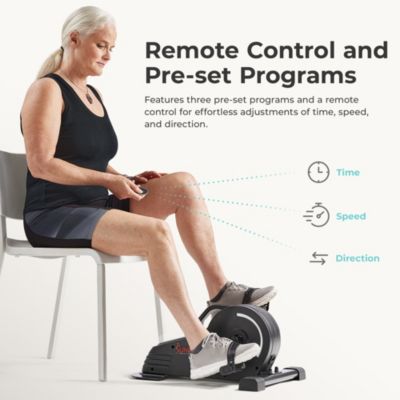 2-in-1 Smart Pedal Exerciser, Motorized Under Desk Exercise Peddler, Mini Bike with Exclusive SunnyFit App Bluetooth Connectivity