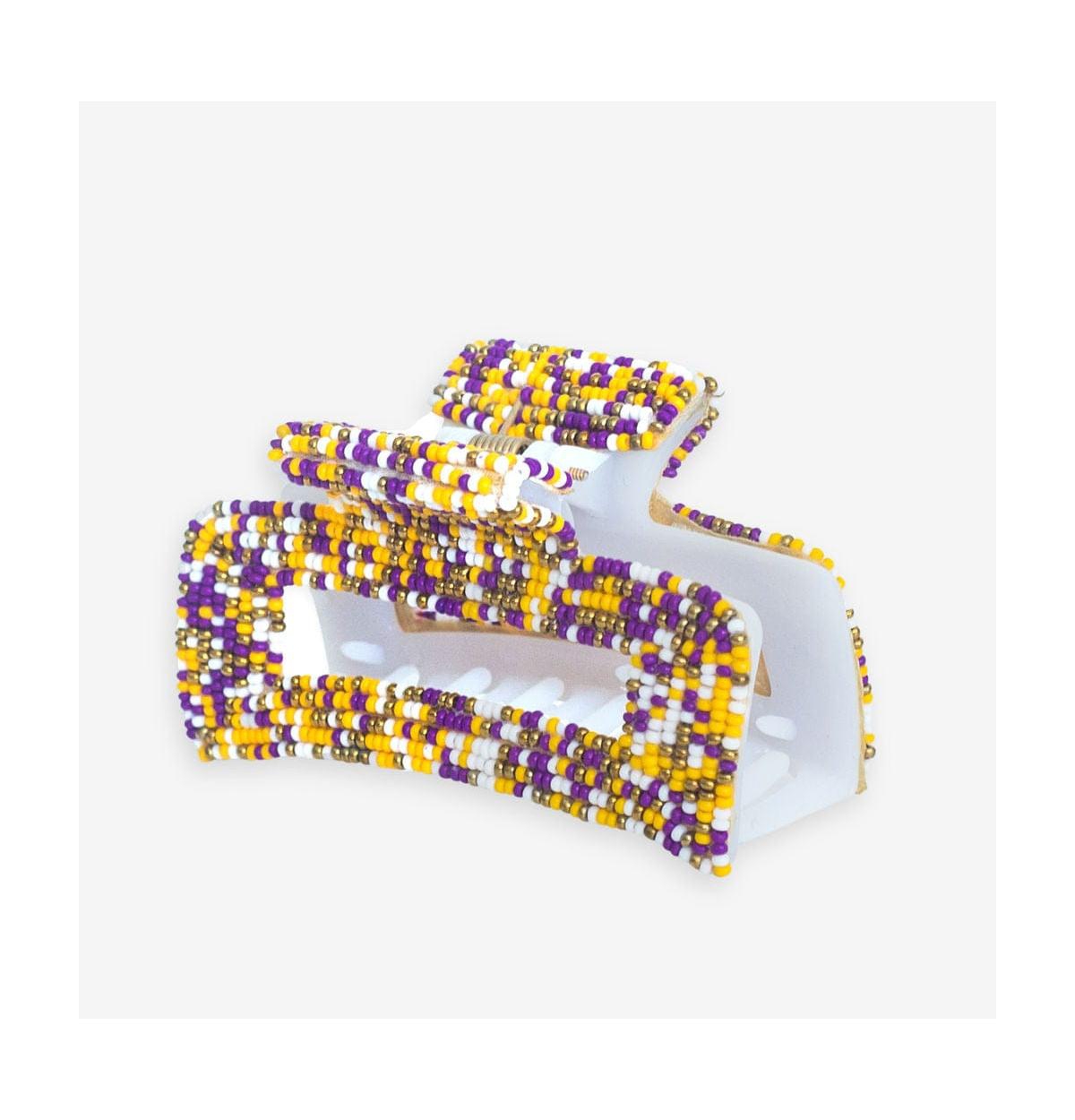 Ink + Alloy Lola Beaded Hair Claw Clip - Yellow  Purple