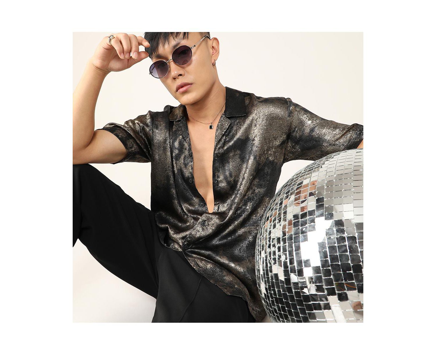 Men's Midnight Black & Metallic Gold Metallic Ombre Shirt