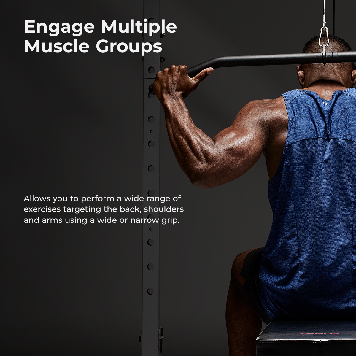 Sunny & Health Fitness Lat Pulldown Bar Attachment for Pulley Cable Machine, Up to 300LBs Support