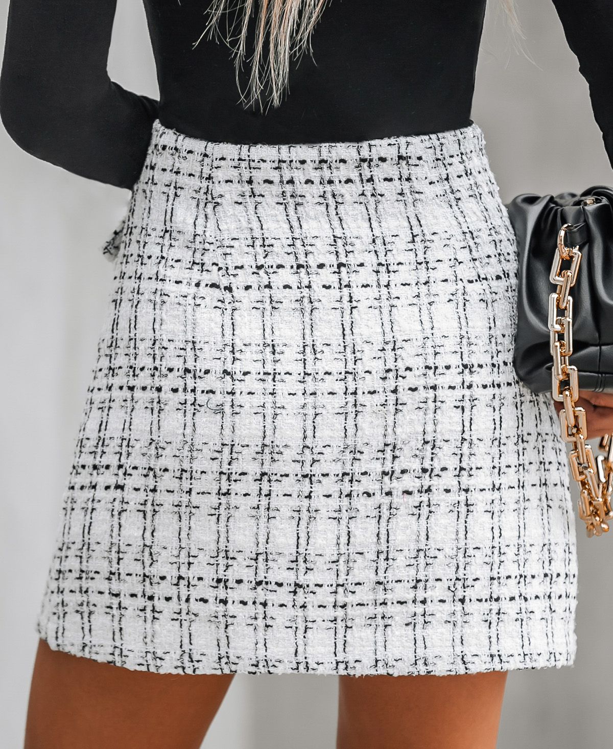 Cupshe Women's Tweed High Waist Mini Skirt
