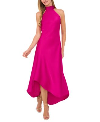 CeCe - Women's Satin Bow-Back Halter High-Low Maxi Dress