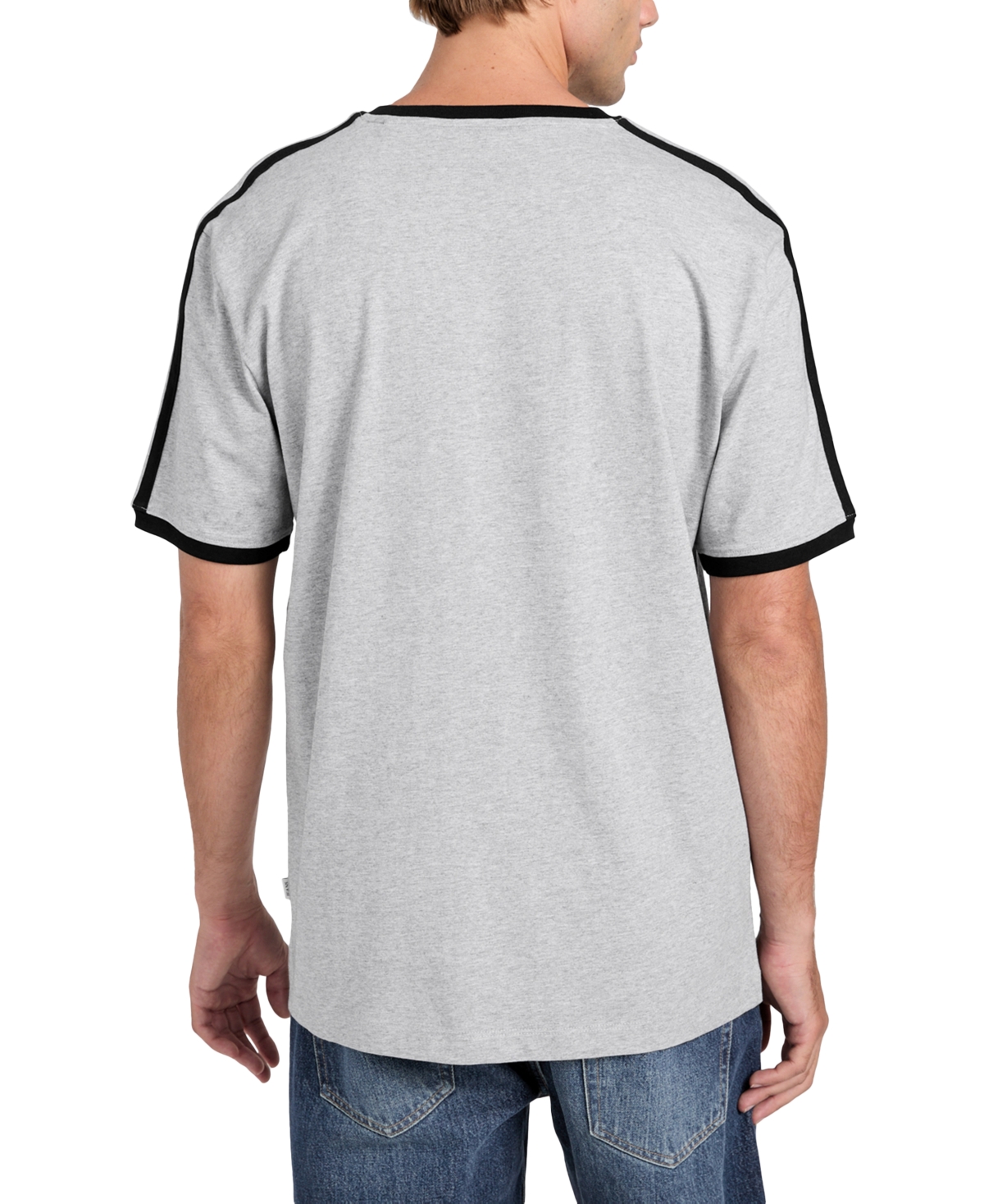 Guess Men's Tipped Logo Ringer T-shirt In Heather Gray
