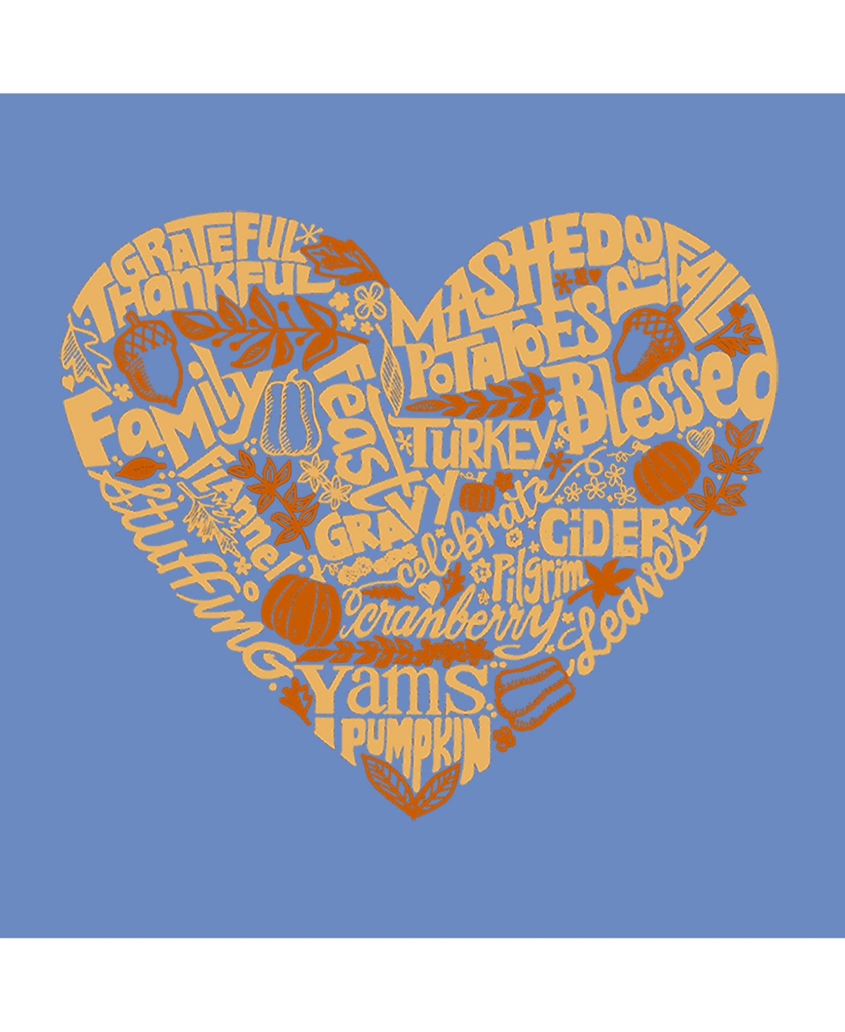 La Pop Art Boys Thanksgiving Heart Word Art T-Shirt