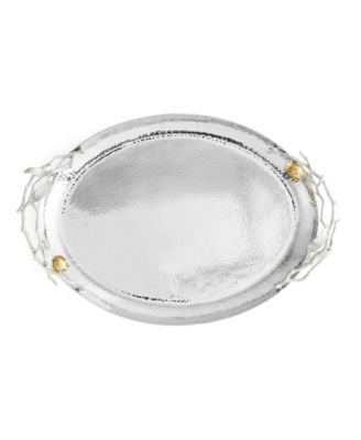 Pomegranate Silver and Gold Oval Tray