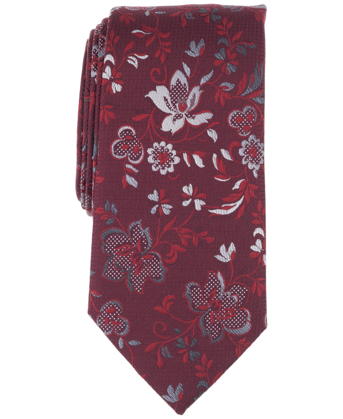 Perry Ellis Men's Brantley Floral Tie - Burgundy