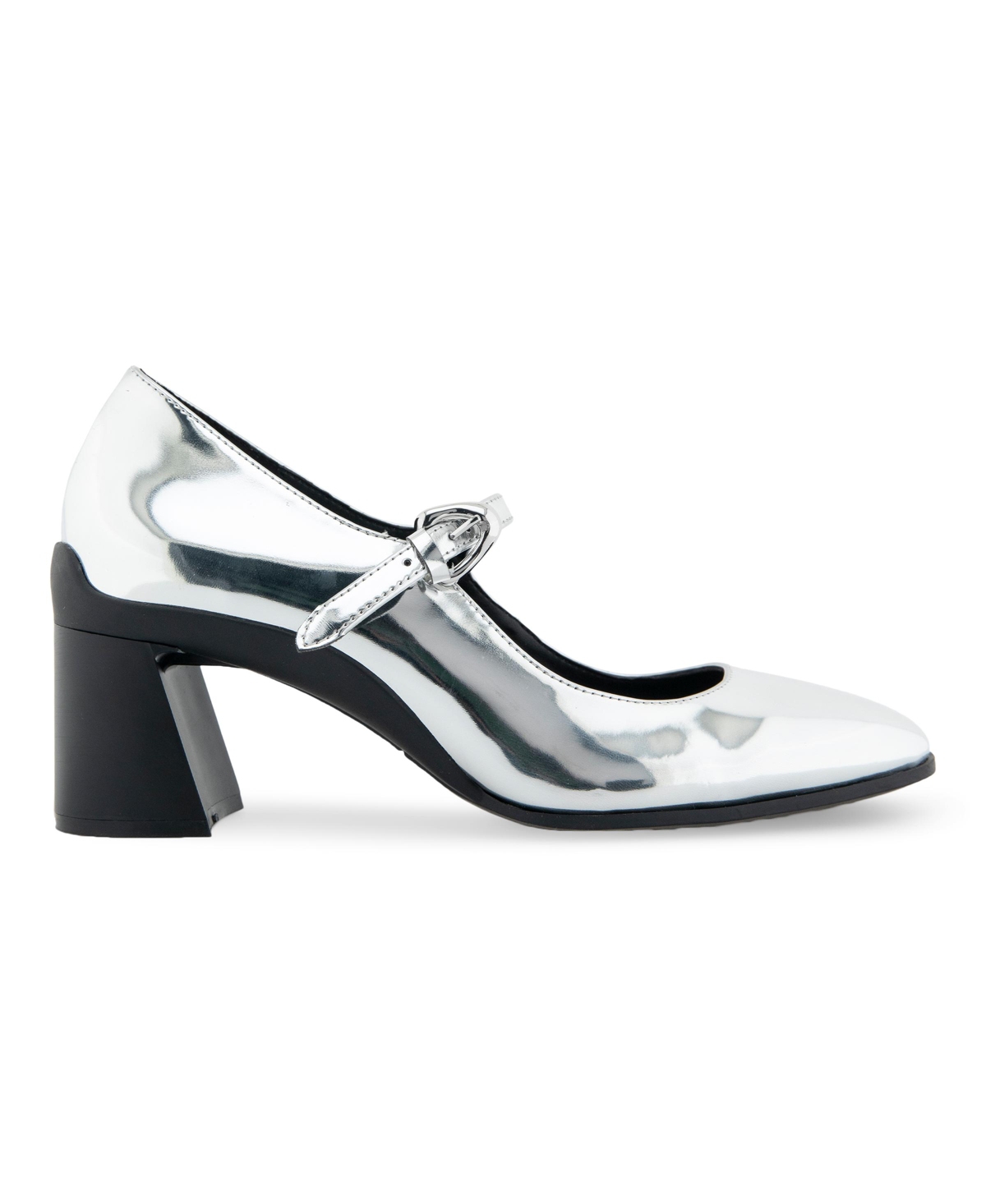 Shop Aerosoles Women's Cali Buckle Strap Pumps In Silver Mirror Metallic Smooth Faux Leath