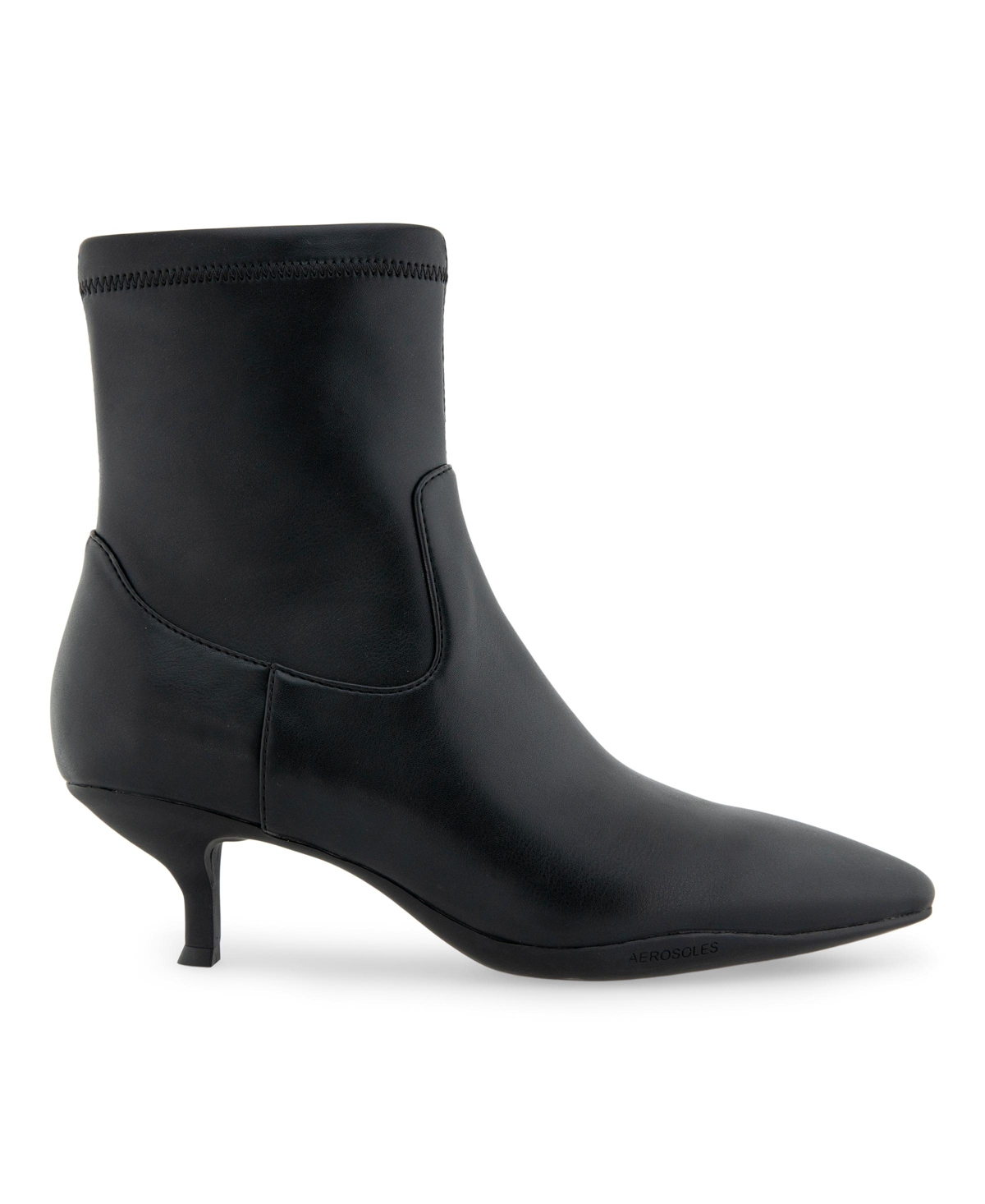 Shop Aerosoles Women's Lasko Kitten Heel Booties In Red Stretch Smooth Faux Leather-polyuret