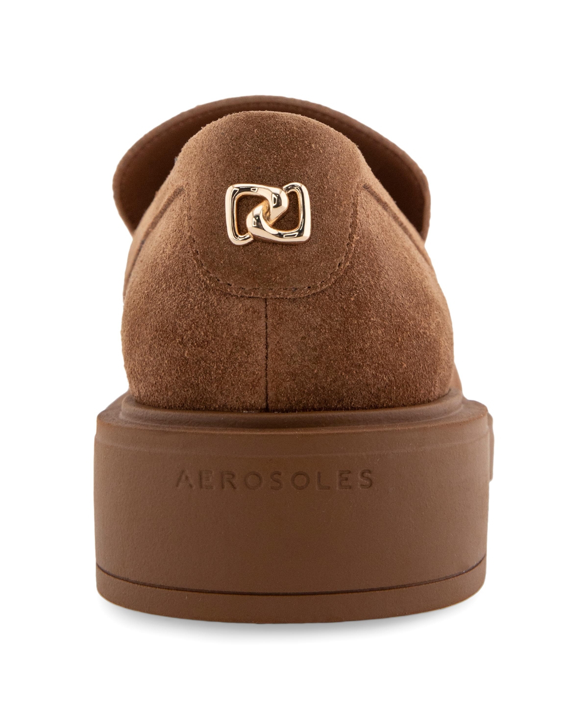 Shop Aerosoles Women's Gelso Block Heel Loafers In Brown Tobacco Suede