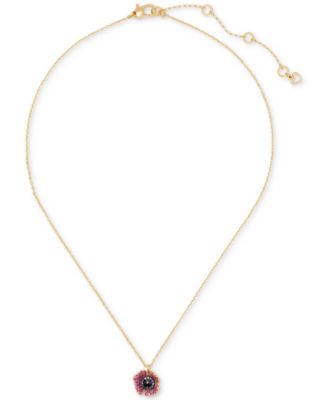 kate spade new york - Gold-Tone Color Cubic Zirconia Poppy Mini Pendant Necklace, 16" + 3" extender
