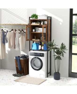 Over-The-Toilet Storage Cabinet with Heavy-Duty Metal Frame 2-door Freestanding