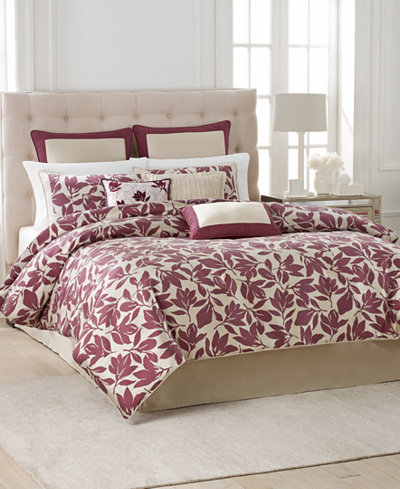 CLOSEOUT! Martha Stewart Collection Berkshire Leaves 9-Pc. Comforter Sets