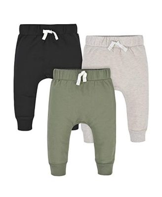 Toddler Boys Green and Black Premium Joggers, 3-Pack