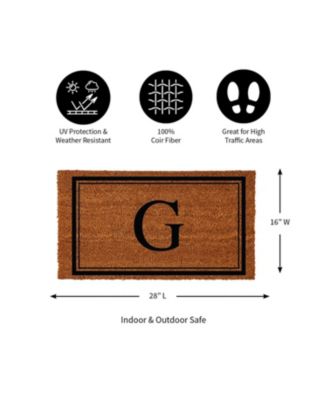 Monogram Indoor Outdoor 100% Natural Coir Doormat 28" x 16" | Letter "G"