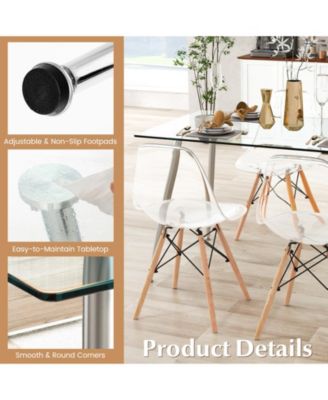 Glass Rectangular Dining Table with Metal Legs