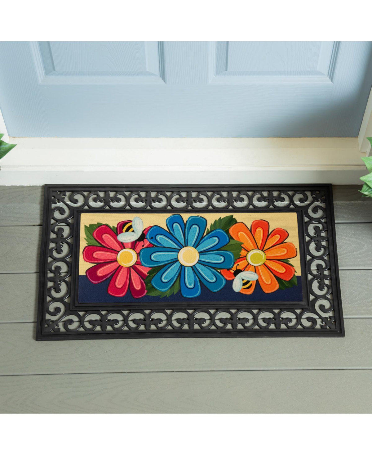 Evergreen Spring Floral Sassafras Indoor Outdoor Switch Doormat 1'10"x10" Multicolored