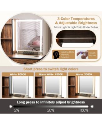 Vanity Makeup Table Set with Lighted Mirror