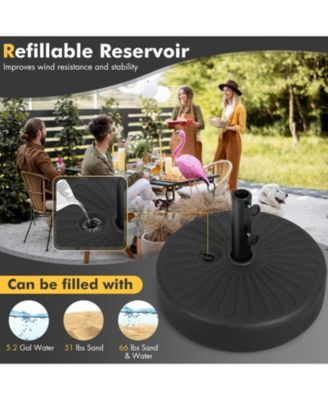 19.5 Inch Fillable Round Umbrella Base Stand for Yard Garden Poolside-Black