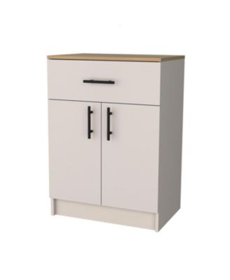 Cope kitchen Pantry in melamine with 2 doors and 1 drawer, ivory/ natural Oak