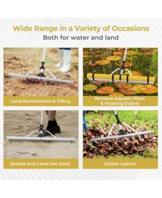 Floating Weed Lake Rake 36” Aquatic Pond Weed Cutter with Foam Floats