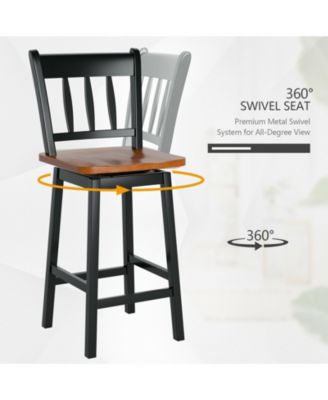 24.5 Inches Set of 2 Swivel Bar Stools with 360° Swiveling