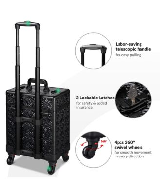 Rolling Makeup Train Case Cosmetic Trolley Organizer Mermaid Black