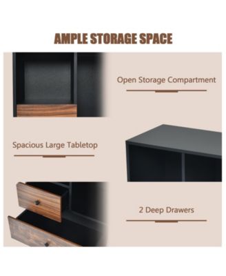 Mobile Filing Cabinet 2 Drawers with Open Shelves