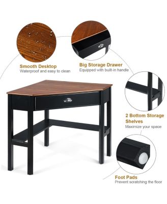 Corner Computer Desk Laptop Writing Table Wood Workstation