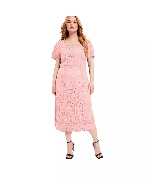 women's june + vie square-neck lace jessica dress