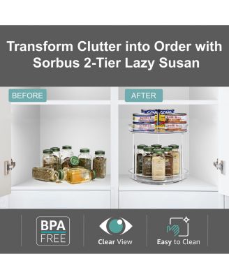 9 Inch 2 Tier Clear Acrylic Lazy Susan - Fridge, Pantry, Cabinet, Table, Bathroom and more