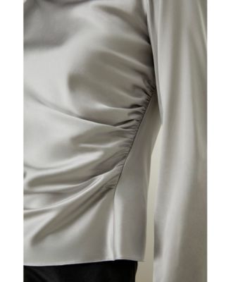 Oblique Wave Silk Blouse for Women