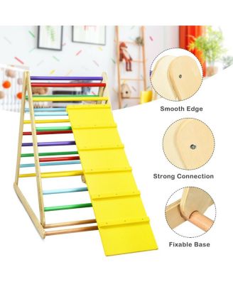 Foldable Wooden Triangle Climber with Reversible Ramp for Kids