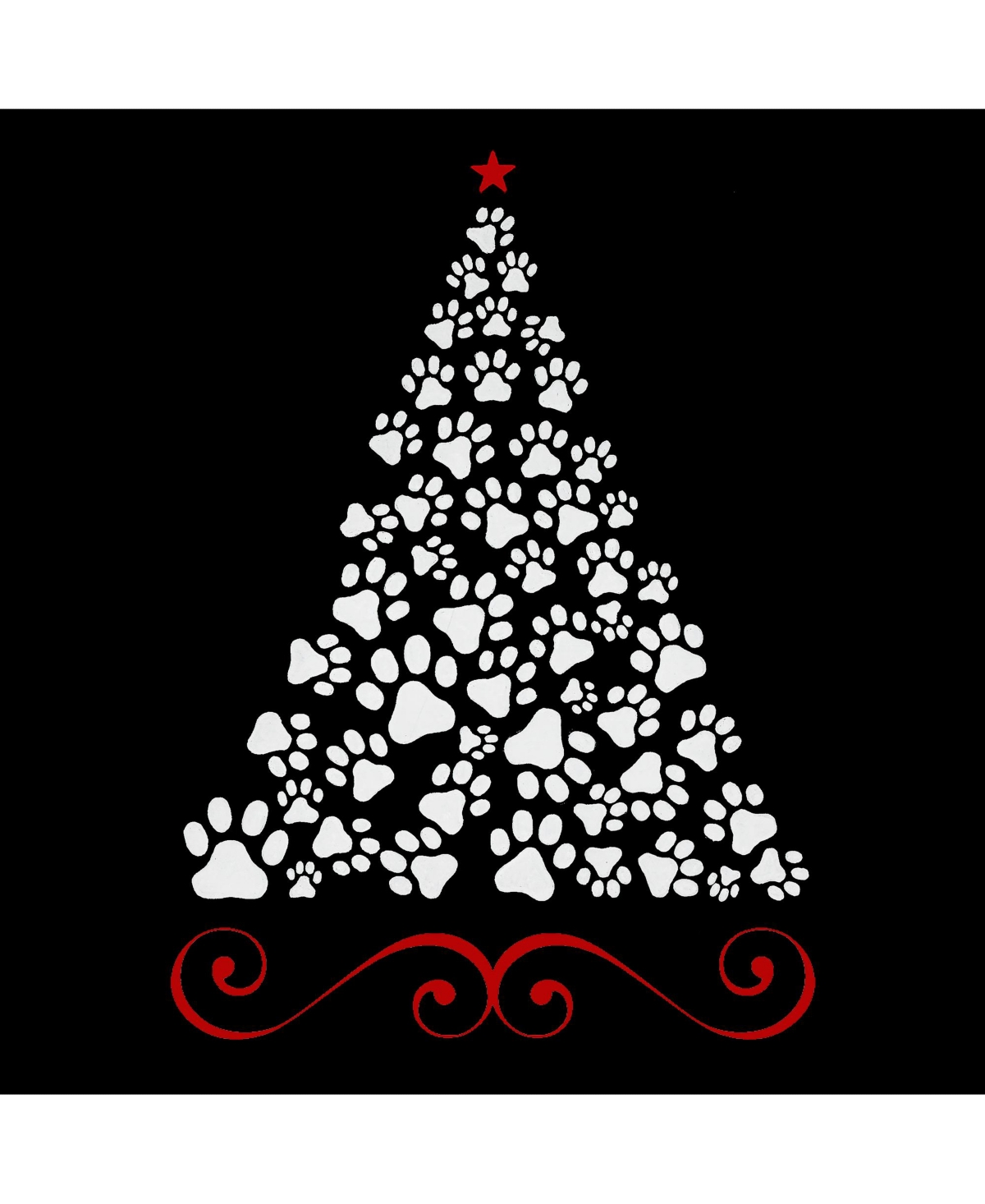 La Pop Art Girls Paw Christmas Tree Word Art T-Shirt