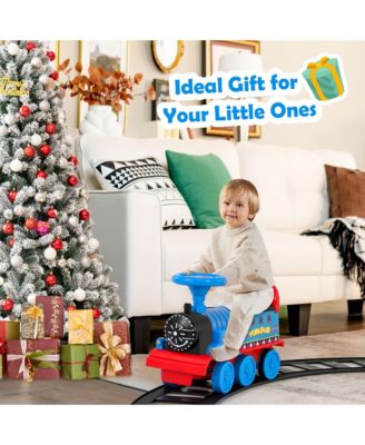 6V Electric Kids Ride On Train Motorized Train Toy w/ Track & 6 Wheels Navy