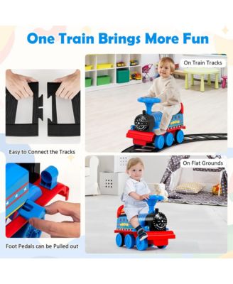 6V Electric Kids Ride On Train Motorized Train Toy w/ Track & 6 Wheels Navy