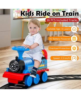 6V Electric Kids Ride On Train Motorized Train Toy w/ Track & 6 Wheels Navy