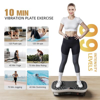 Vibration Plate Exercise Machine with 99 Speed Levels, Bluetooth Music, Remote Control & Resistance Bands