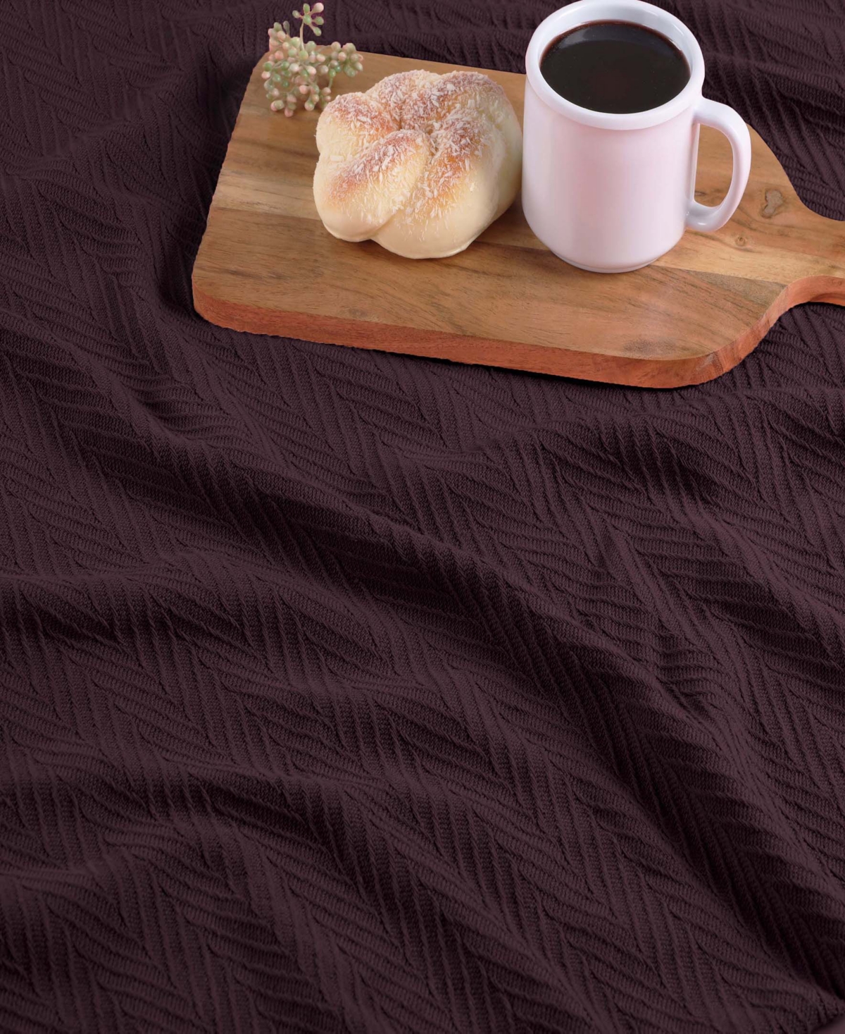 Superior Chevron All-season Cotton Blanket, King In Plum