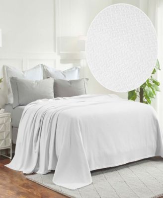 Nobel Cotton Jacquard Dobby Weave Textured Chevron Lightweight Woven Blanket, Twin