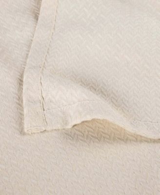 Nobel Cotton Jacquard Dobby Weave Textured Chevron Lightweight Woven Blanket, King