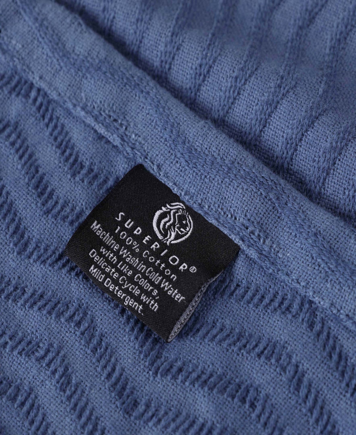 Superior Jena Cotton Textured Chevron Lightweight Woven Throw, 50" X 60" In Merritt Blue