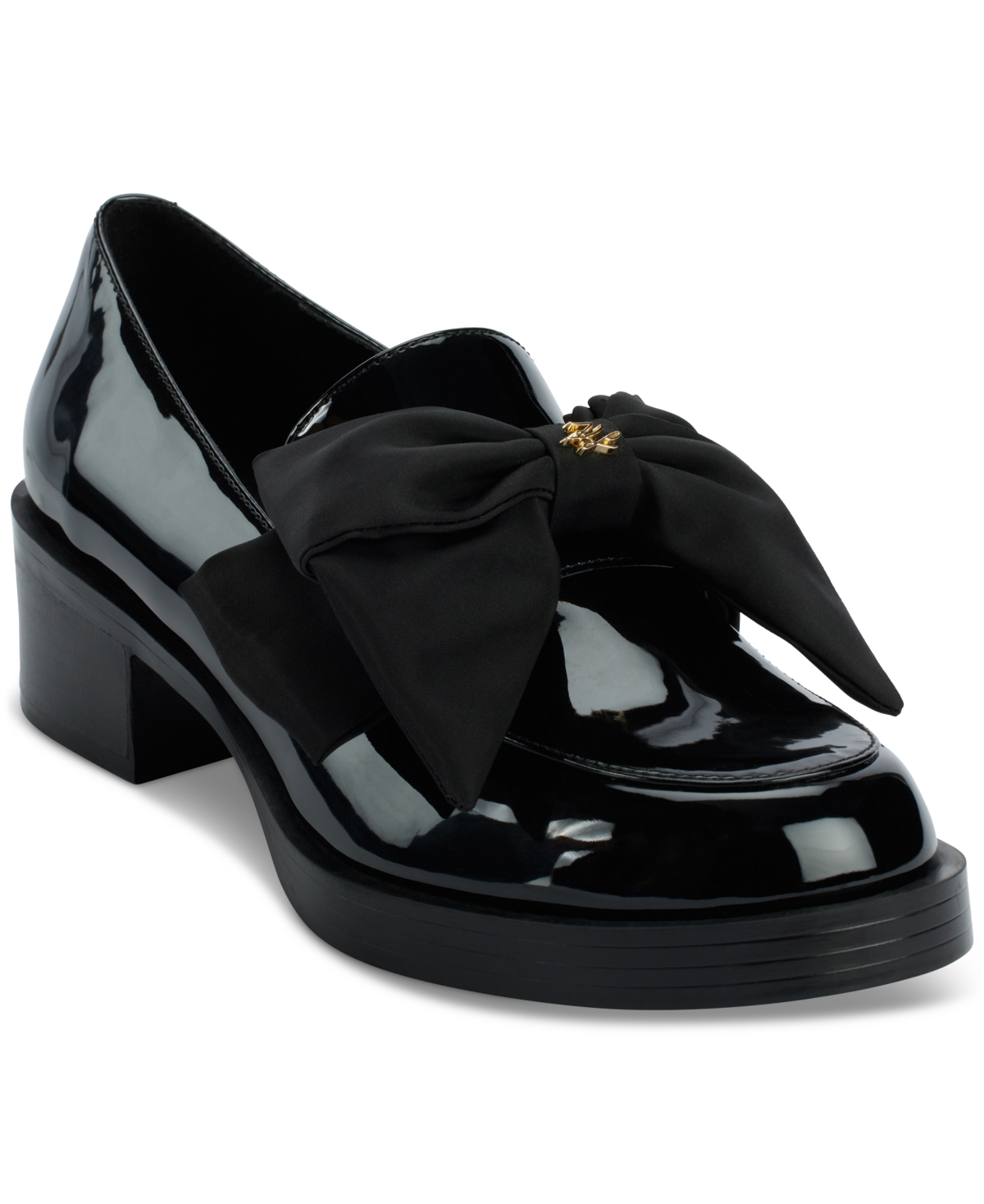 Karl Lagerfeld Camilia Womens Block Heel Manmade Loafer Heels In Black