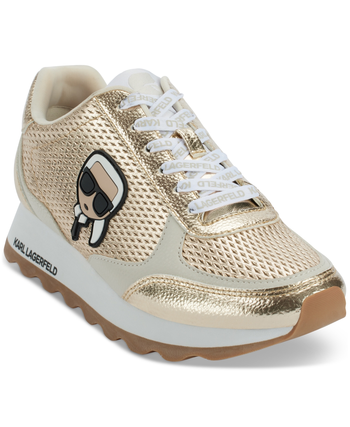 Karl Lagerfeld Paris Meade Metallic Sneaker In White Gold