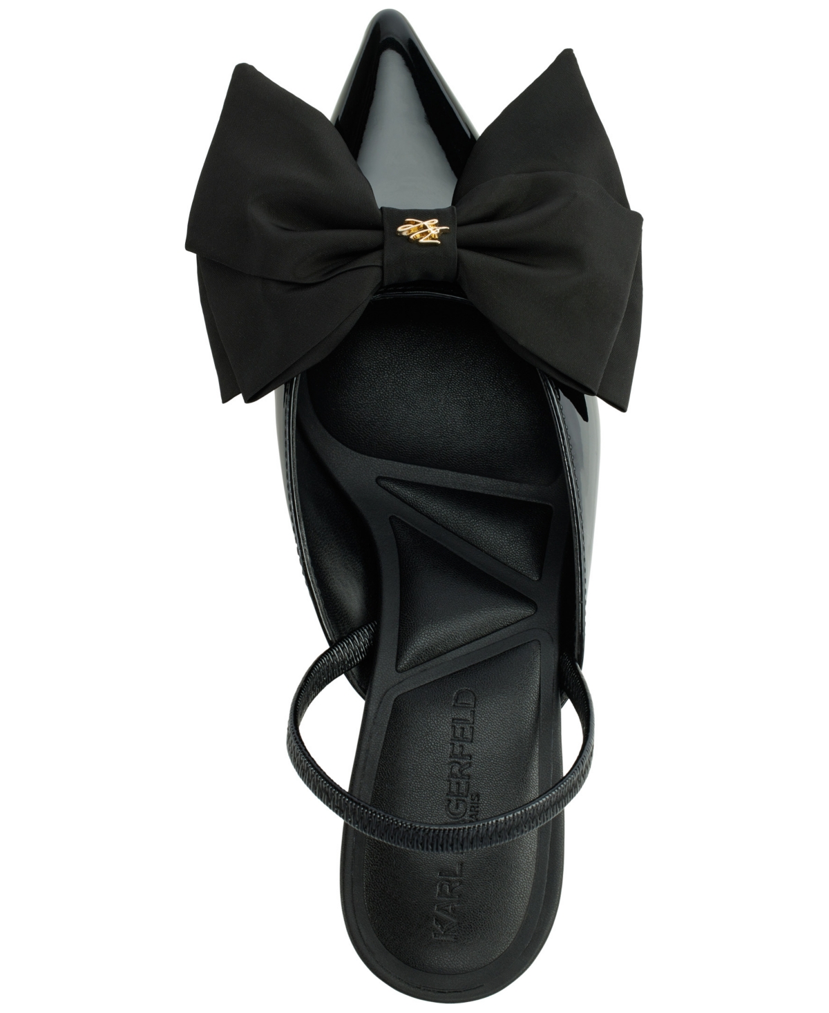 Karl Lagerfeld Sharla Bow Womens Bow Man Made Slingback Heels In Black