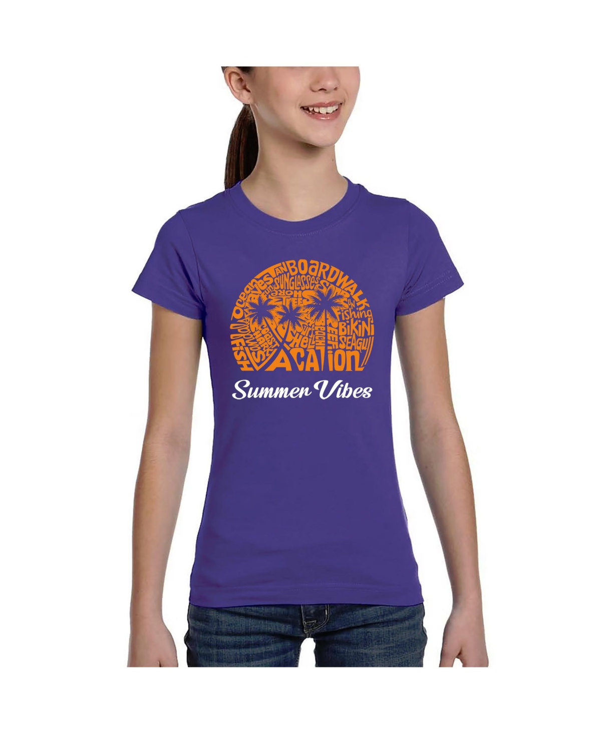 La Pop Art Girls Summer Vibes Word Art T-Shirt