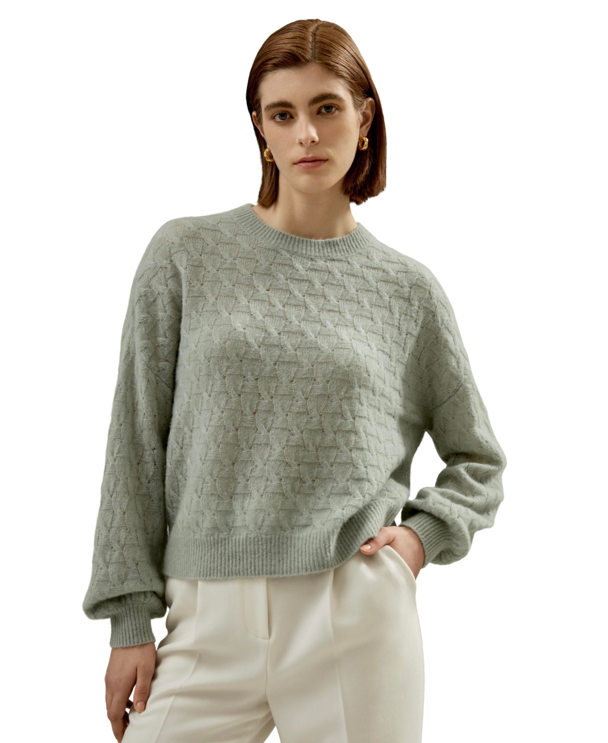 Silk-cashmere Blend Sweater for Women - Pale turquoise
