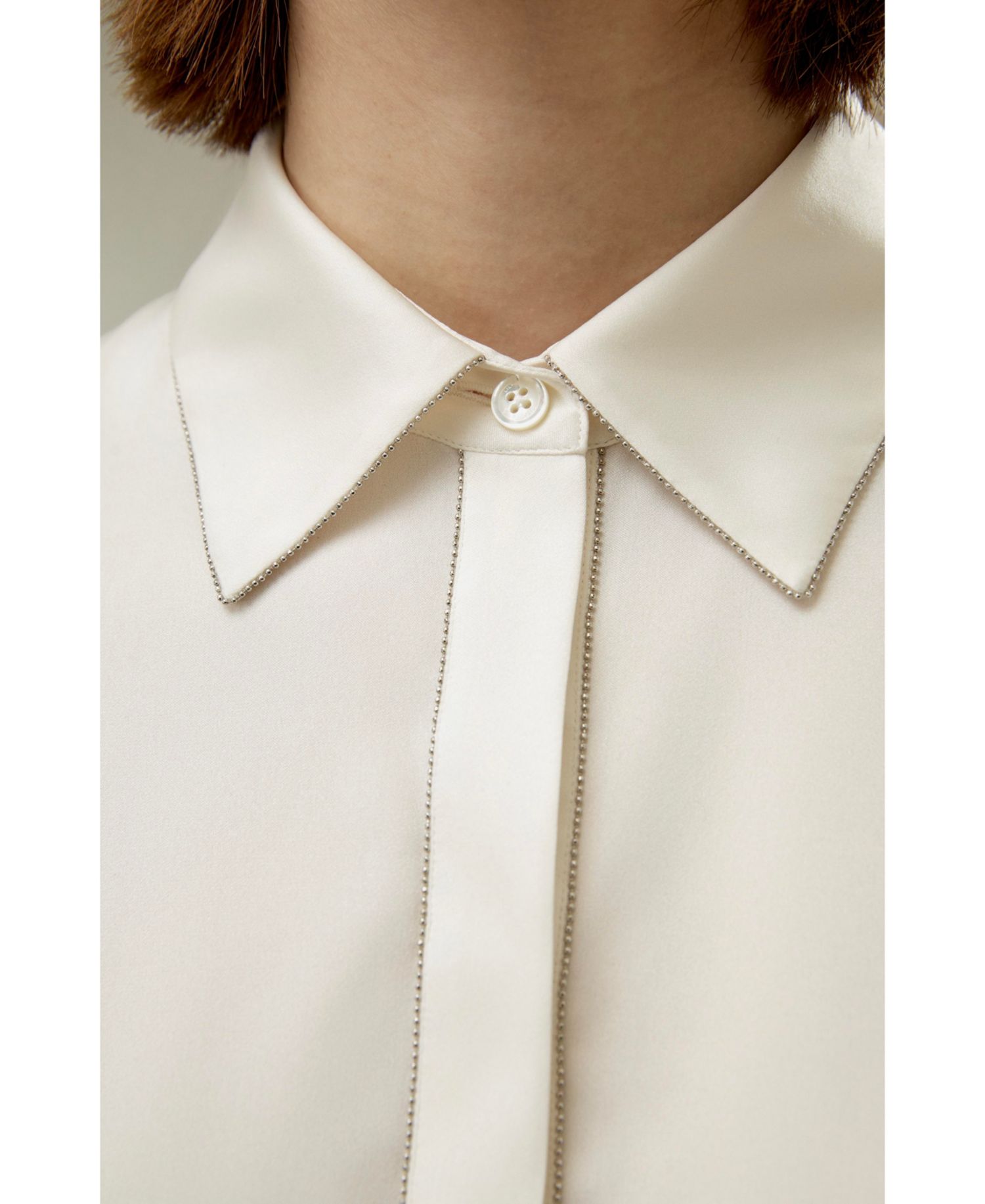 Women's Beaded Chain Silk Shirt
