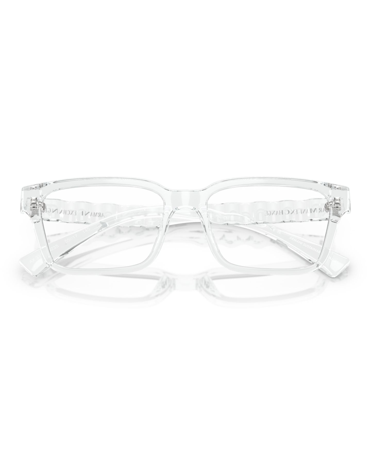 Мужские очки Armani Exchange Man Rectangle Plastic AX3116 Eyeglasses, цвет: Блестящий прозрачный — фото 5