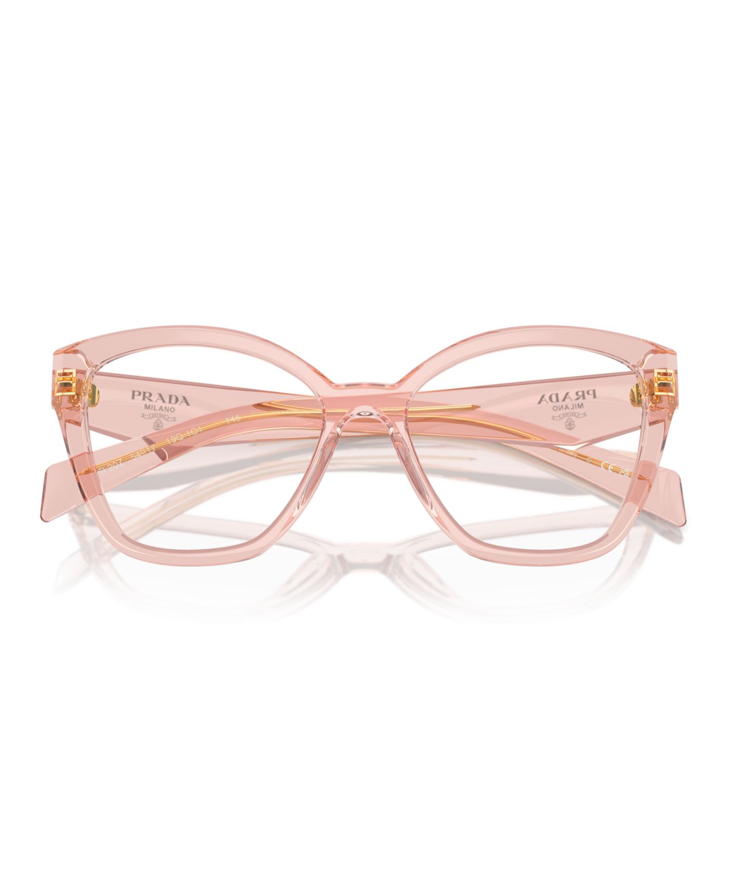 Женские очки Prada Woman Irregular Plastic PR 20ZV Eyeglasses, цвет: Прозрачный персиковый — фото 5