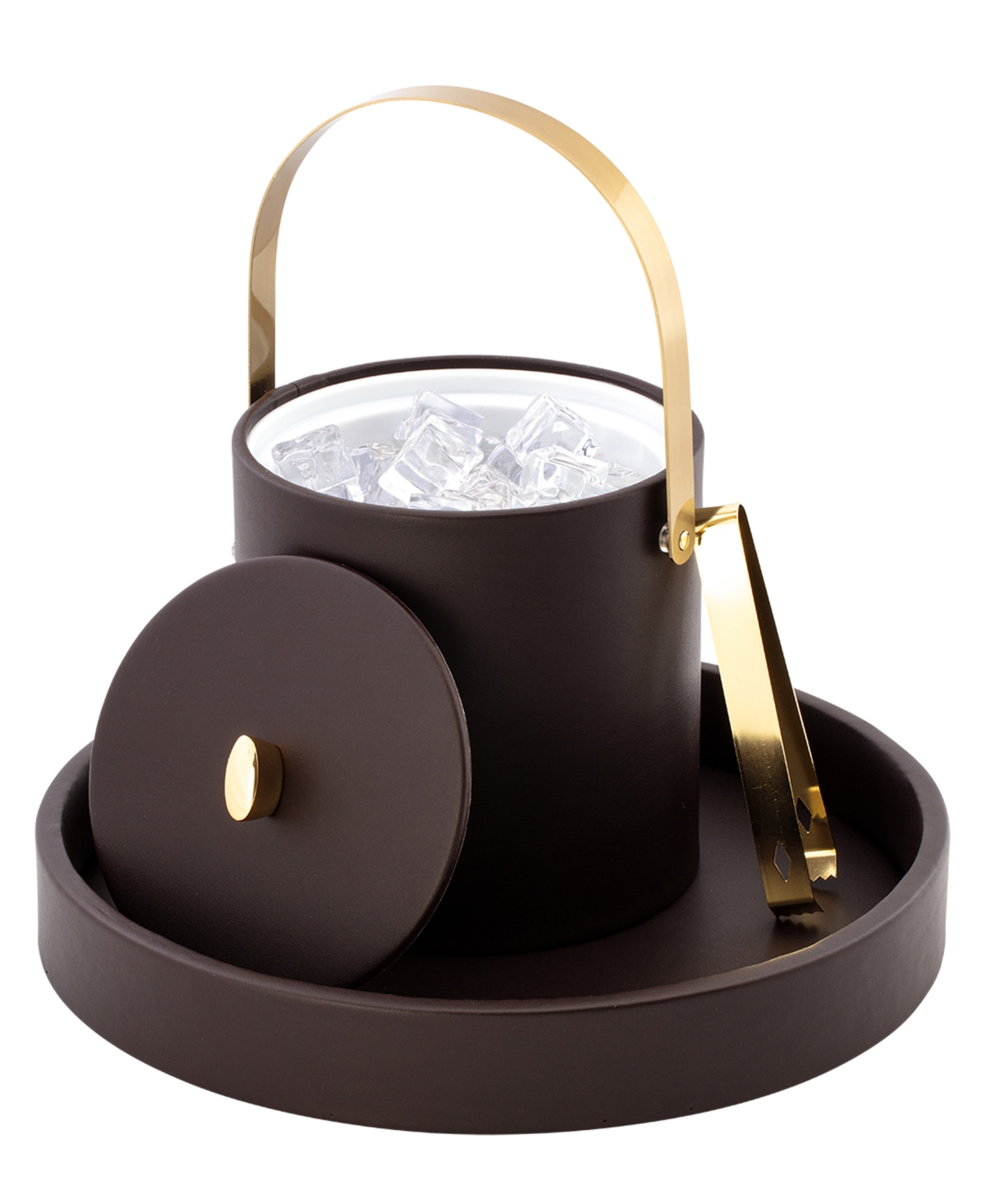 Kraftware Oxford Ice Bucket And Ice Tong, 3 Quart In Chocolate